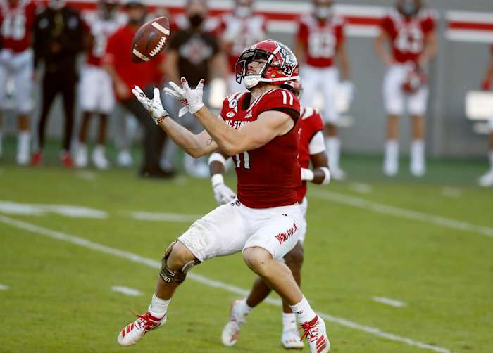Payton Wilson intercepts his second pass of the game Saturday